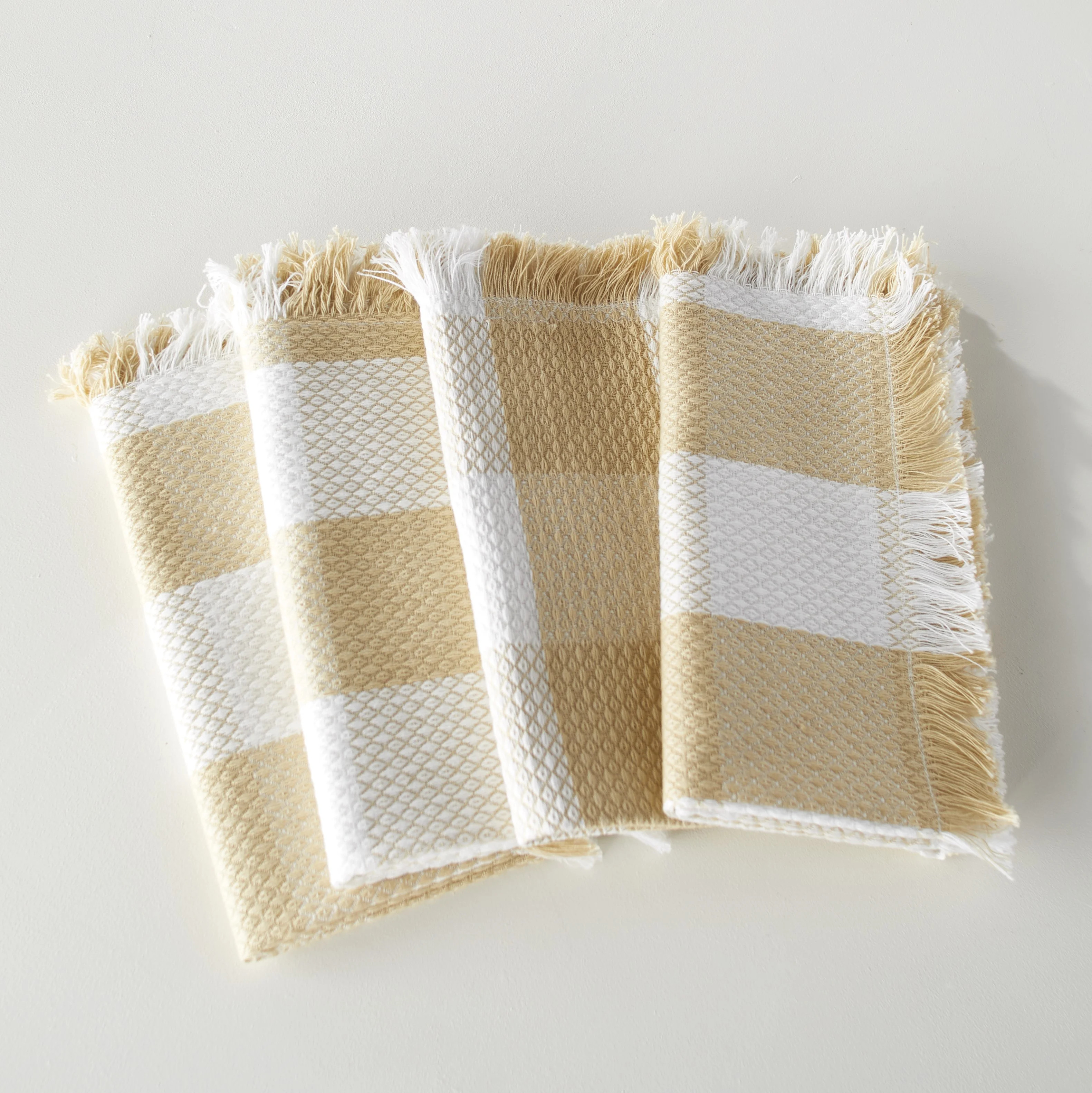Homespun 18" Cotton Napkins with Checker Pattern - Natural - 4 Pieces - Walmart.com | Walmart (US)
