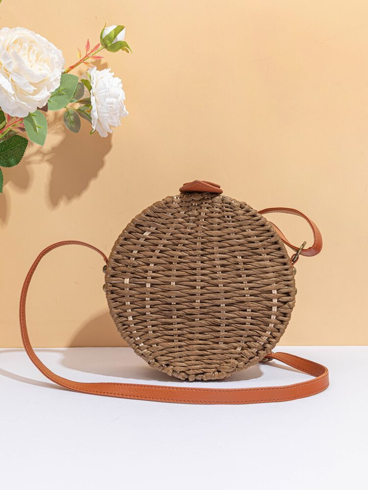 Snap Button Straw Bag | SHEIN
