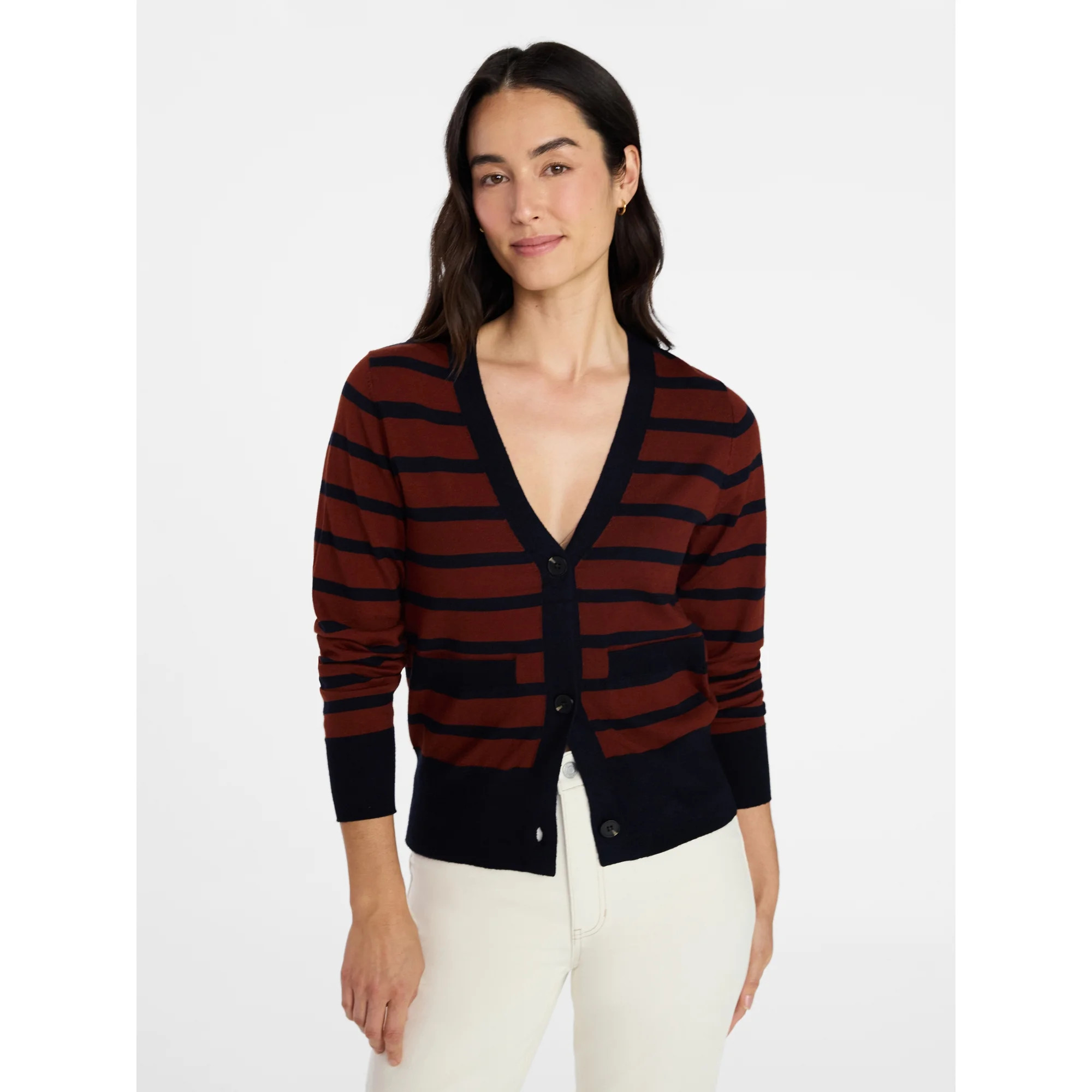 Time and Tru Women's V-Neck Cardigan Sweater, Lightweight, Sizes XS-XXXL | Walmart (US)