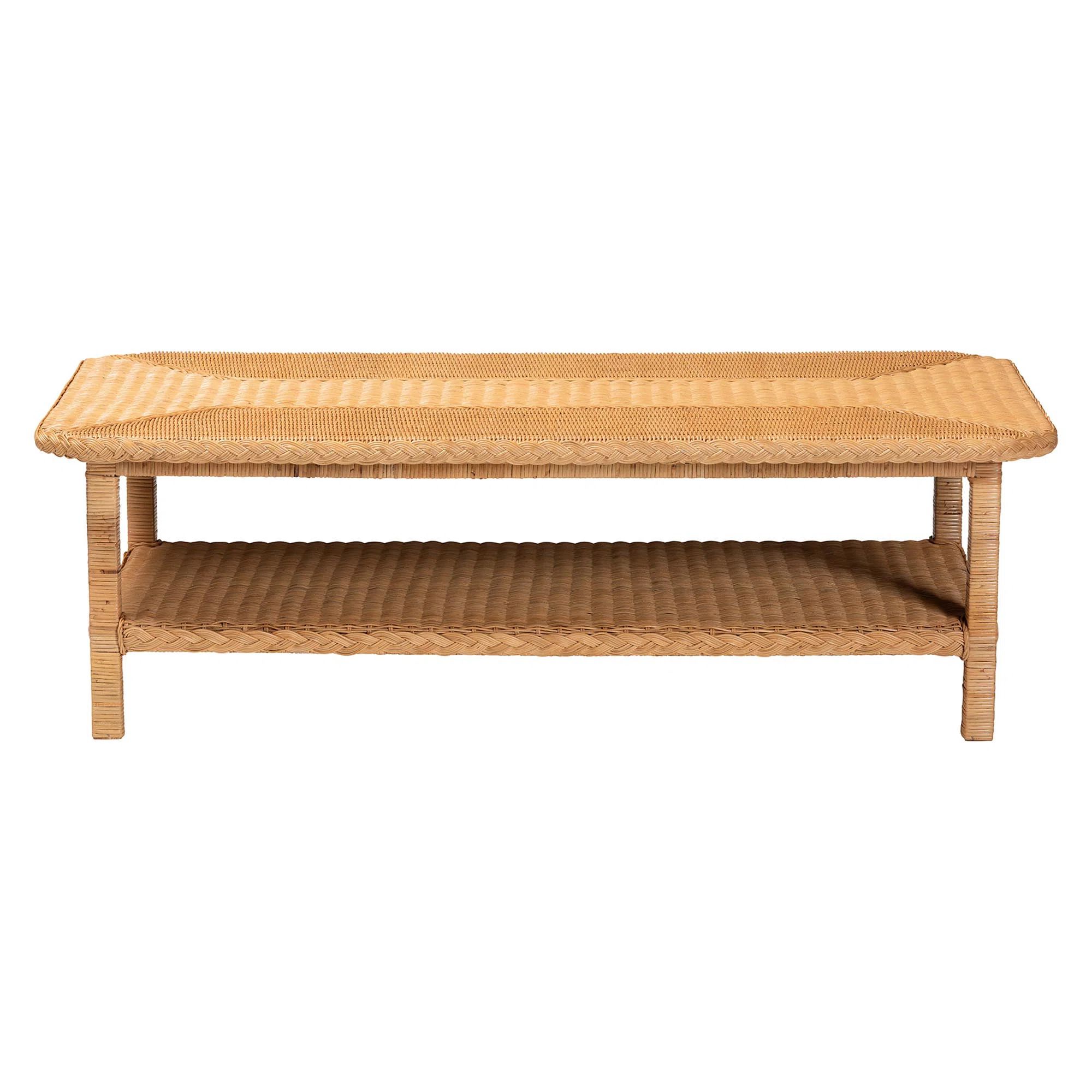 Bali & Pari Minahasa Bohemian Light Honey Braided Rattan Coffee Table | Wayfair North America