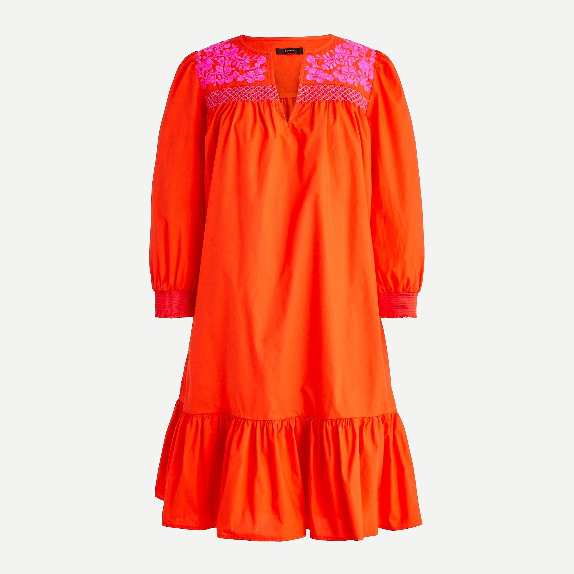 Embroidered popover dress with ruffle hem | J.Crew US