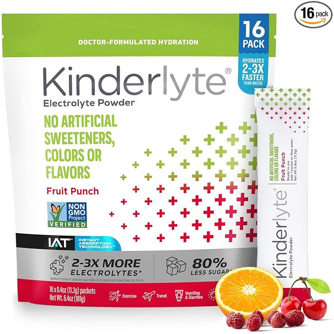 Kinderlyte Electrolyte Powder Drink Mix, Hydration Packets, No Artificial Sweeteners or Flavors, ... | Amazon (US)