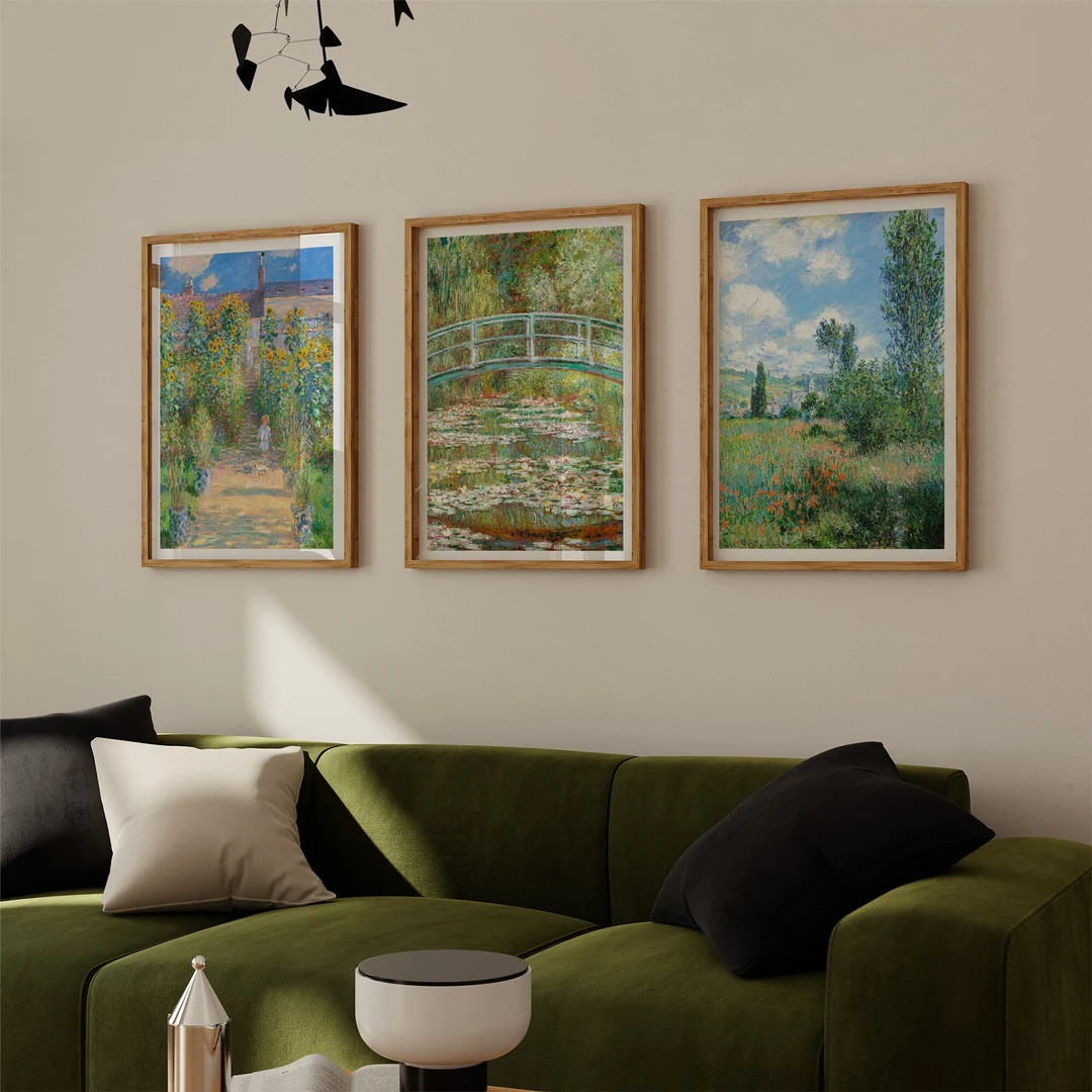 Monet Print Set of 3 Green Themed Summer Landscape Paintings, Claude Monet Exhibition Posters, Su... | Etsy (US)