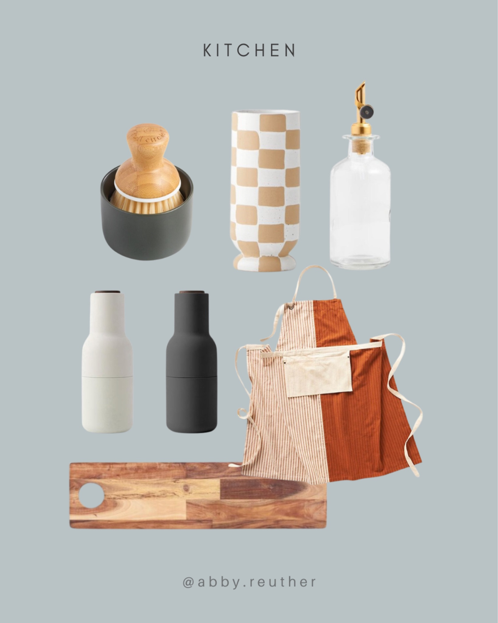 Kitchen decor, kitchen accessories, wooden serving plate, charcuterie board, oil and vinegar dispenser, kitchen apron, utensils holder

#LTKhome