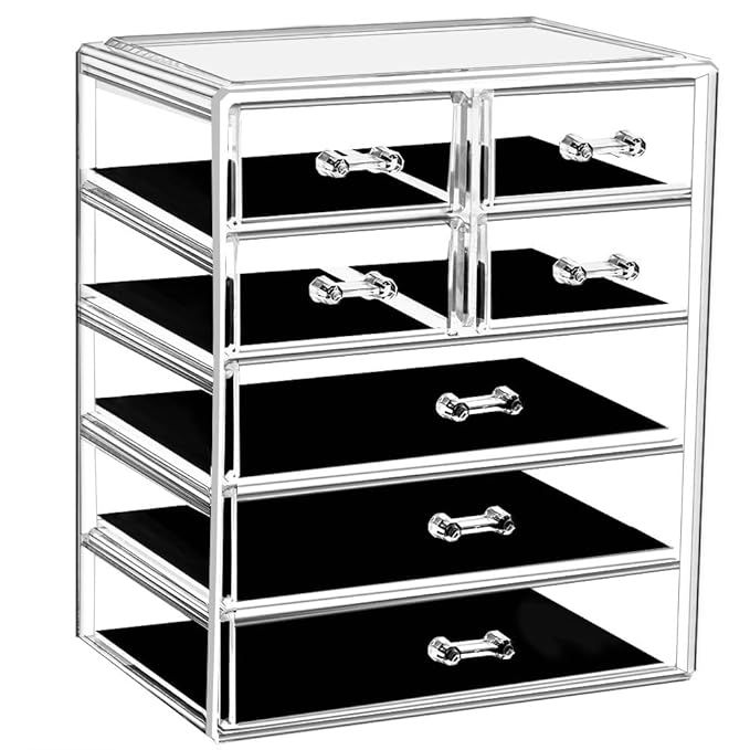 Makeup Organizer Acrylic Cosmetic with 7 Storage Drawers and Jewelry Display Box One-piece | Amazon (US)