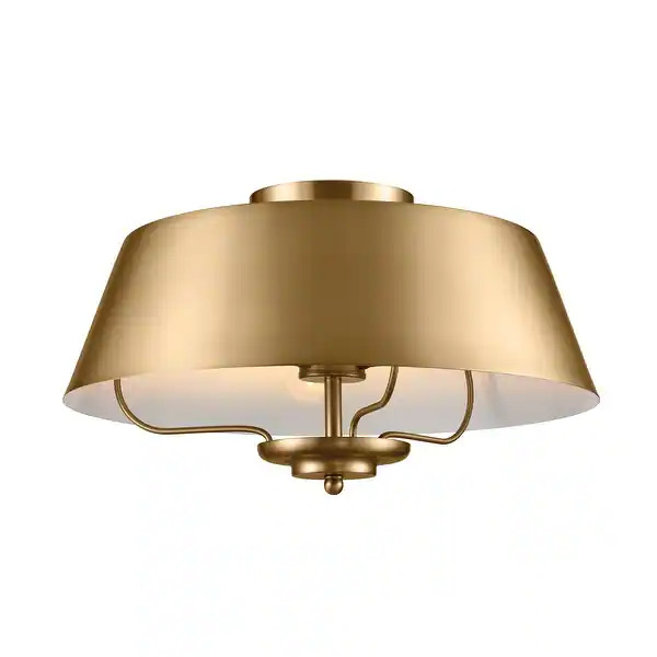 Kichler Lighting Luella 16 in. 3-Light Brushed Natural Brass Convertible Pendant Light/Semi Flush... | Bed Bath & Beyond
