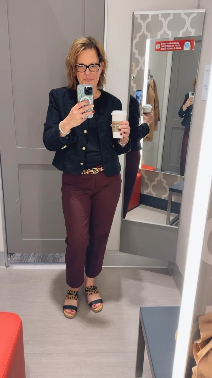 Loving these Loft burgundy pants with this Target find!  This blazer is amazing and has a very Luxe feel for a steal of a price! 

#LTKFindsUnder50 #LTKOver40 #LTKWorkwear