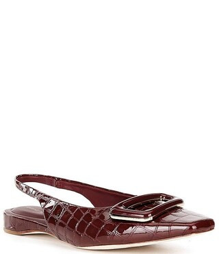 Antonio Melani Marlow Crocodile Embossed Patent Leather Ornamented Slingback Flats | Dillard's | Dillard's