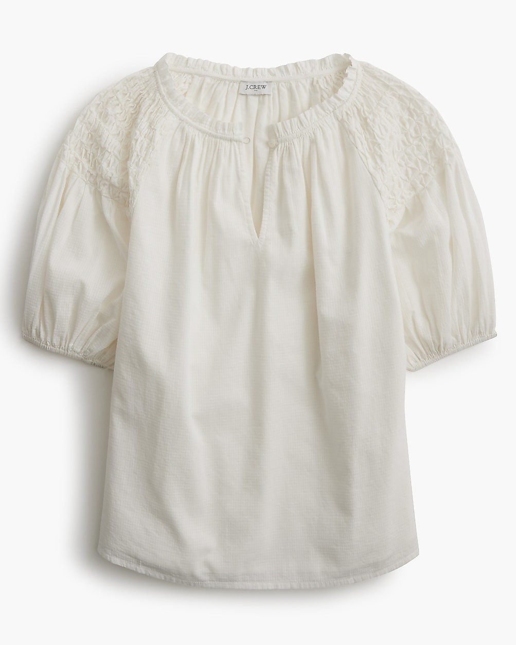 Puff-sleeve split-neck top | J.Crew Factory