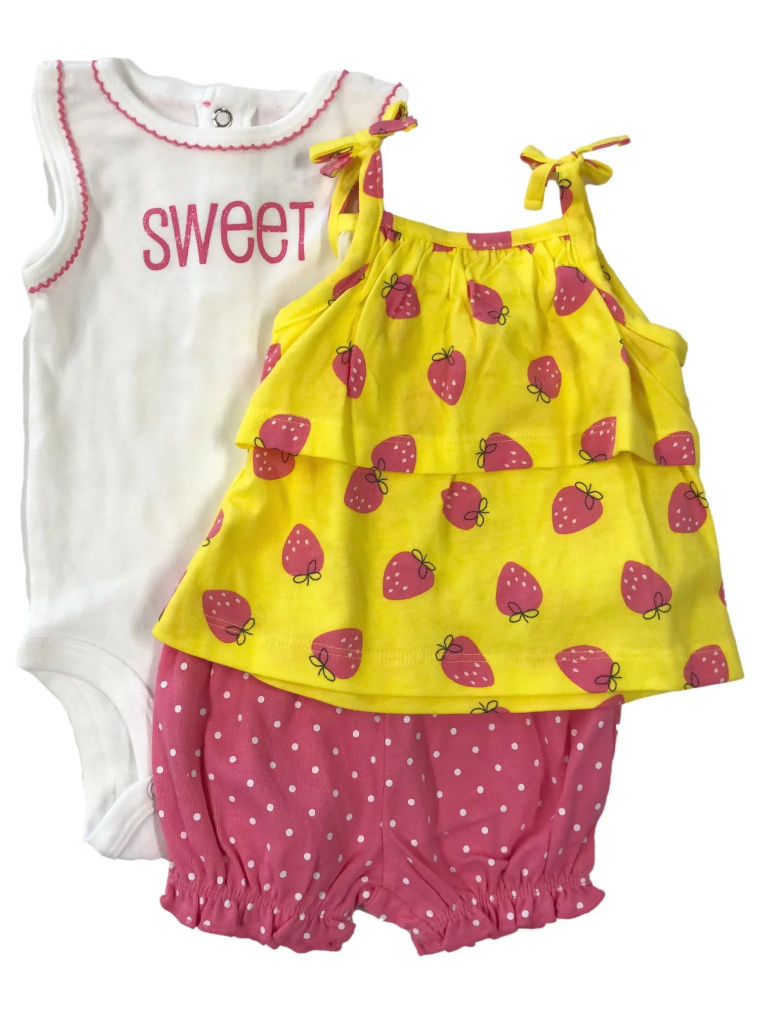 Carters Infant Girls Sweet Strawberry Baby Outfit Bodysuit Shirt & Shorts NB - Walmart.com | Walmart (US)