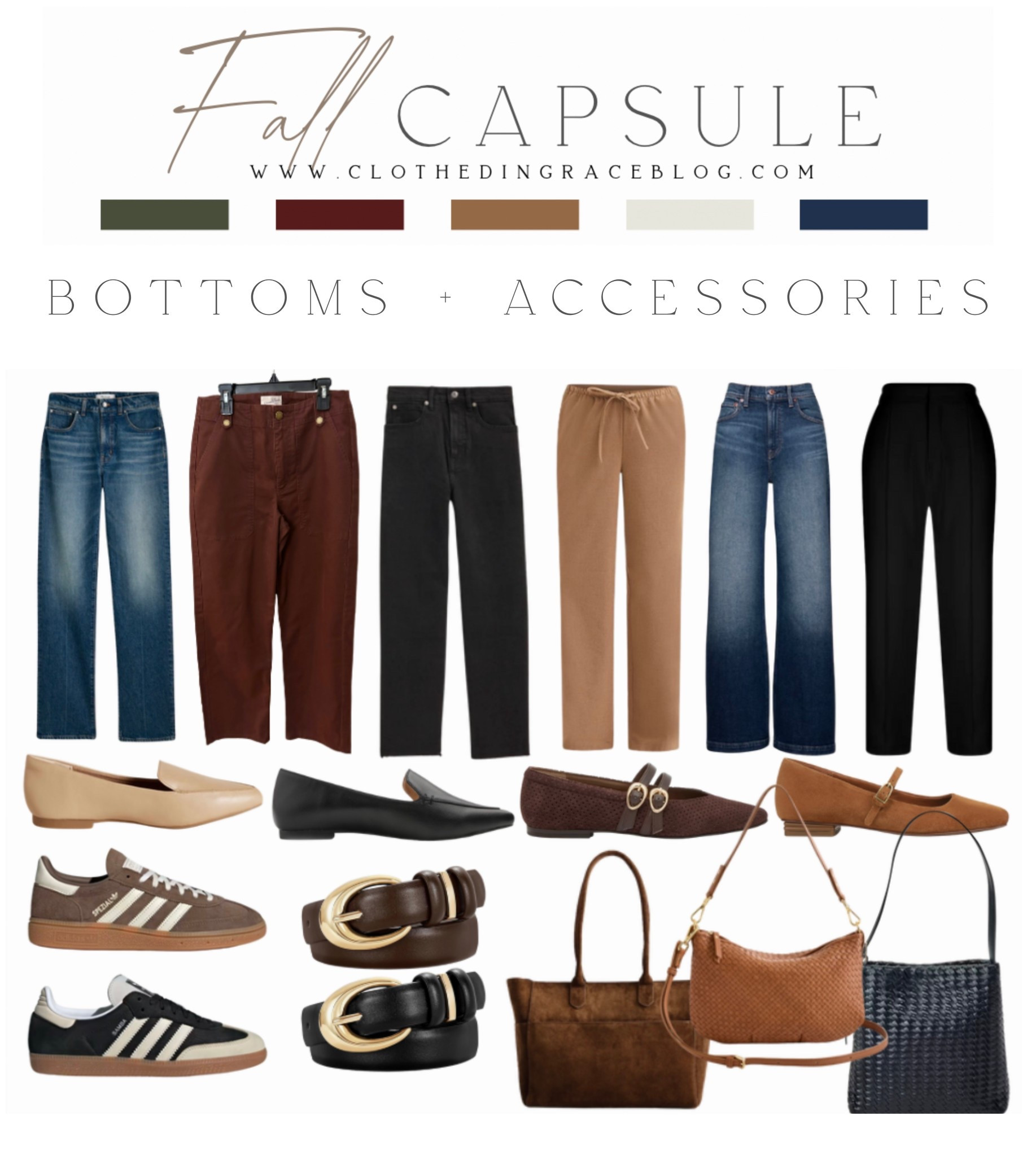 Fall Capsule Wardrobe - Bottoms + Accessories 