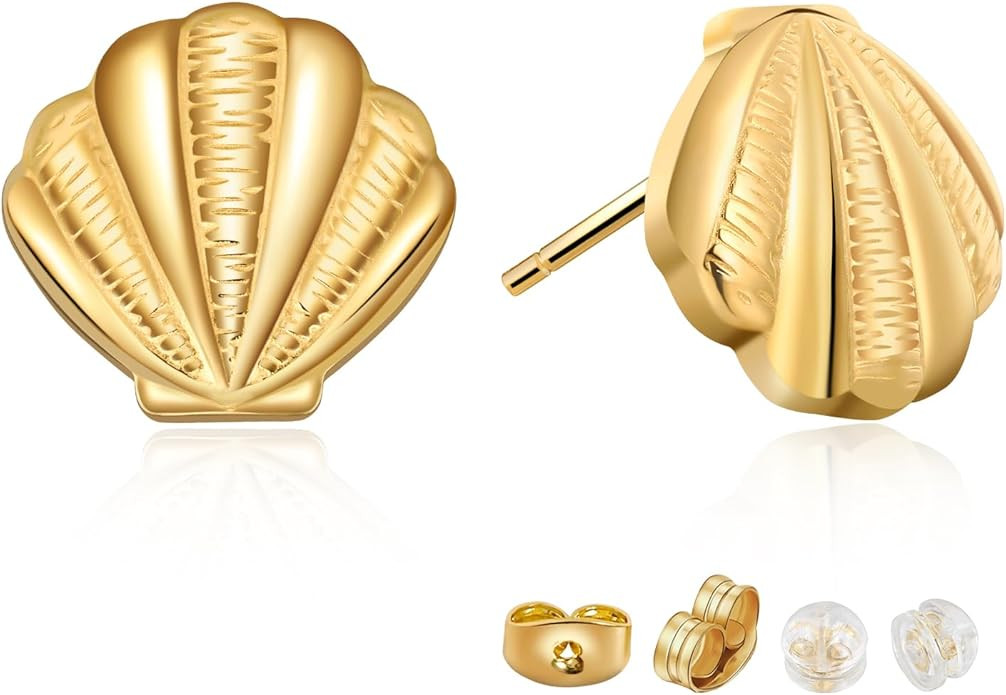 Seashell Stud Earrings For Women Seashell Earrings Gold Shell Earrings Beach Earrings Trendy Summ... | Amazon (US)