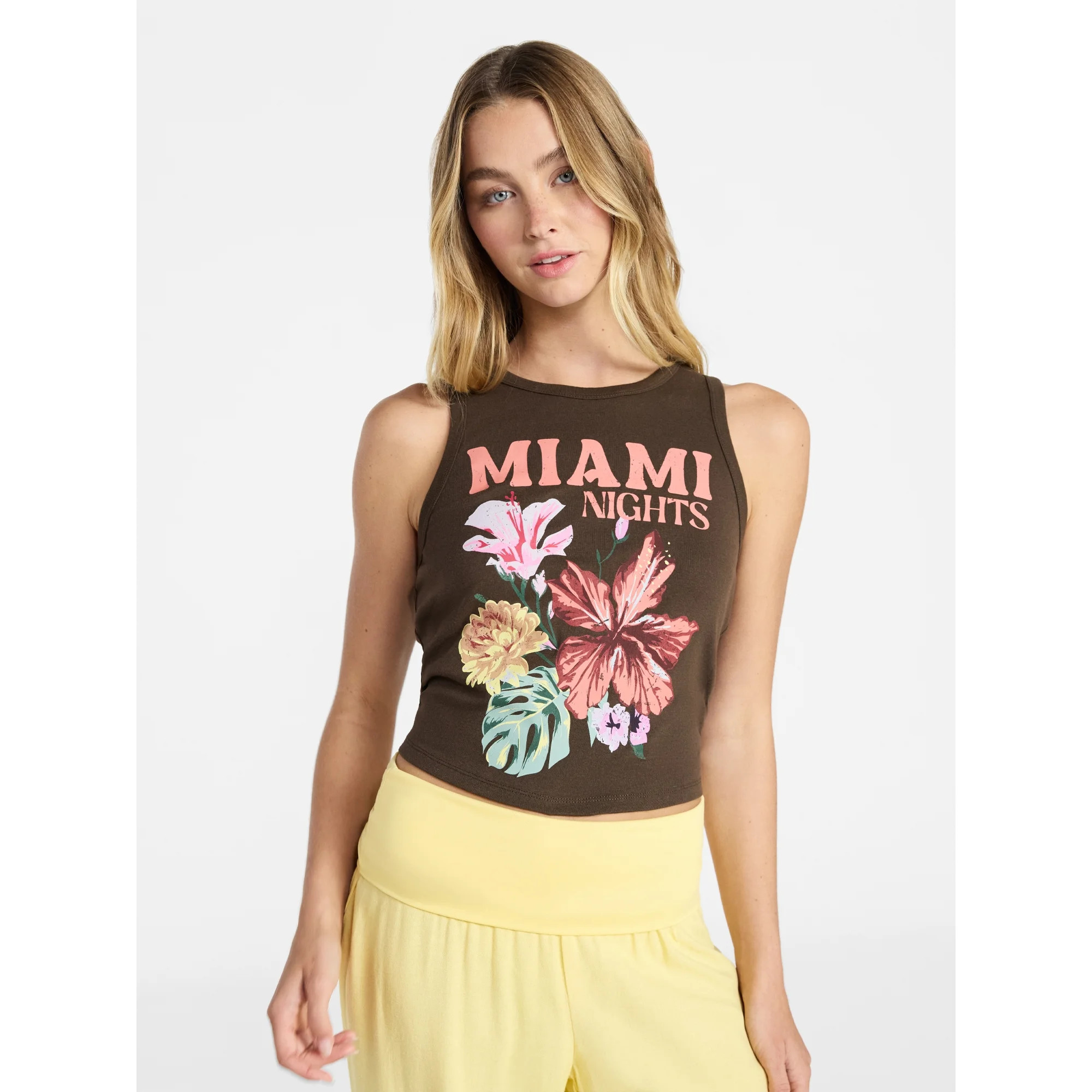 No Boundaries Cotton Ribbed Graphic Tank Top, Women's XXS-XXL | Walmart (US)