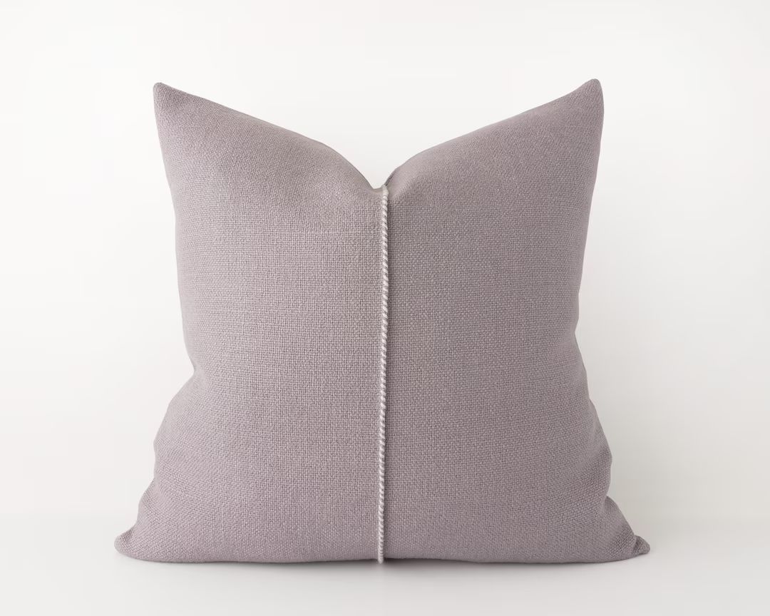 Muted Lavender Purple Linen Decorative Pillow Cover With Hand - Etsy | Etsy (US)