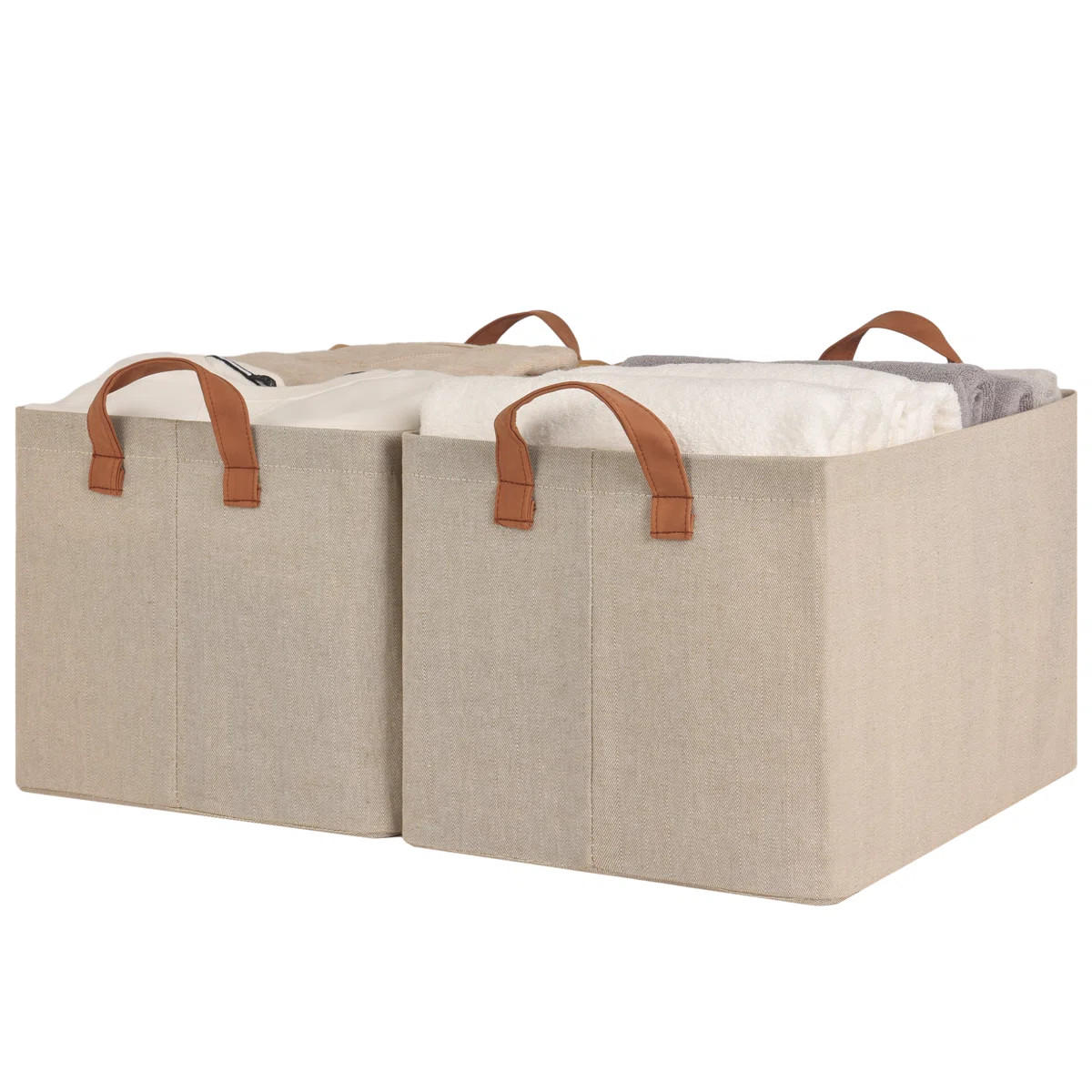 Fabric Storage Bins with Handles, Foldable Bins for Shelves, Closet, Dorm (Set of 2) | Wayfair North America