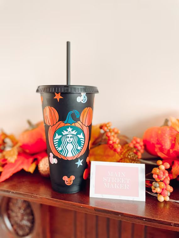 Pumpkin Mickey Mouse Inspired Starbucks Inspired Black Cold - Etsy | Etsy (US)