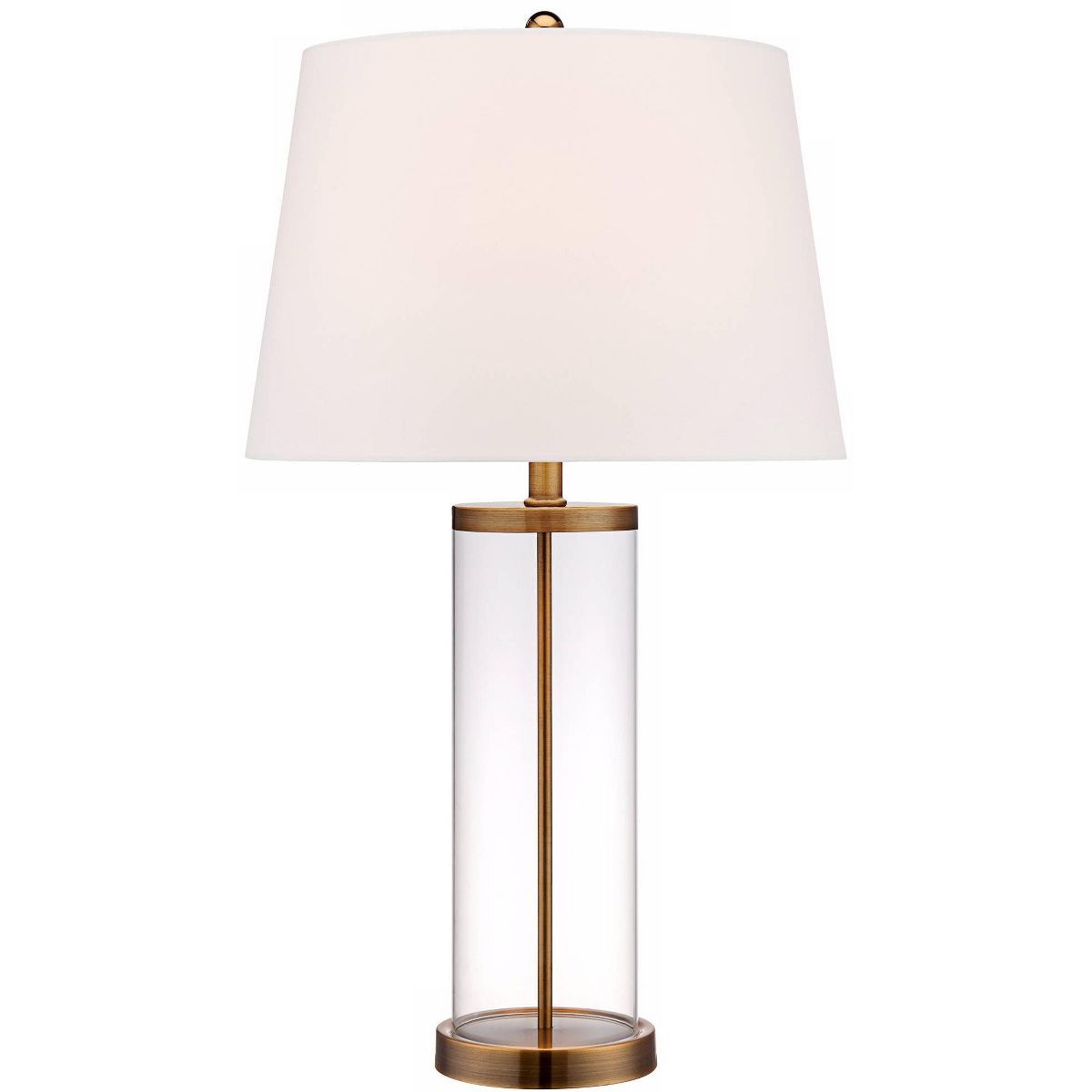 360 Lighting Coastal Table Lamp 26" High Glass Cylinder Gold Fillable White Drum Shade for Living... | Target