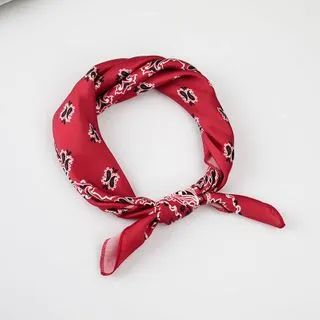 Patterned Satin Neck Scarf Red - One Size | YesStyle Global
