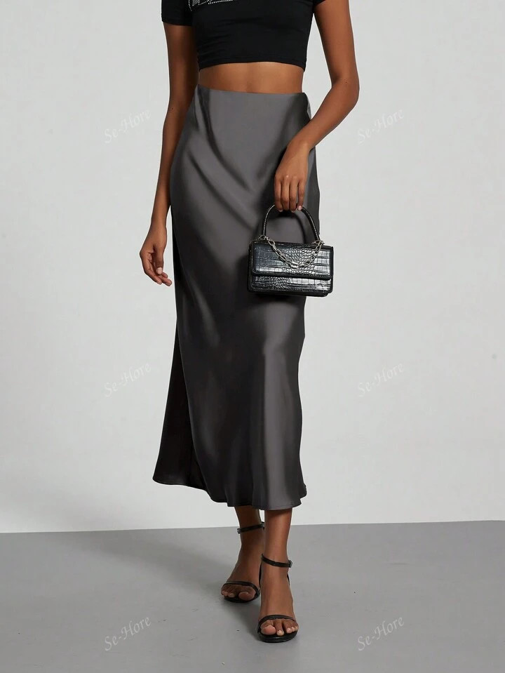 Women's Elastic Satin-Like Skirt | SHEIN USA | SHEIN