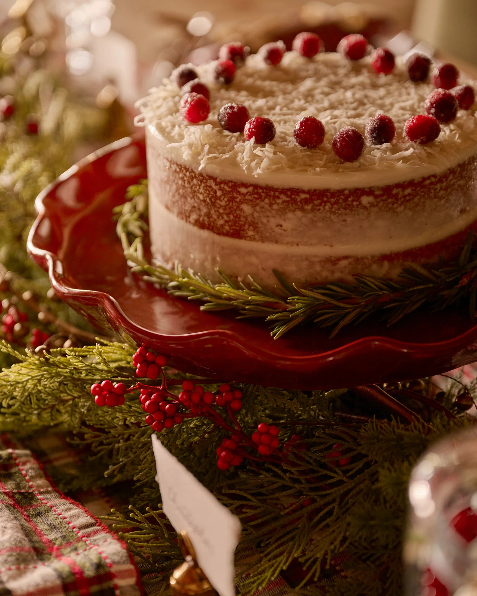 Burgundy Ruffle Cake Stand with Dome | Magnolia