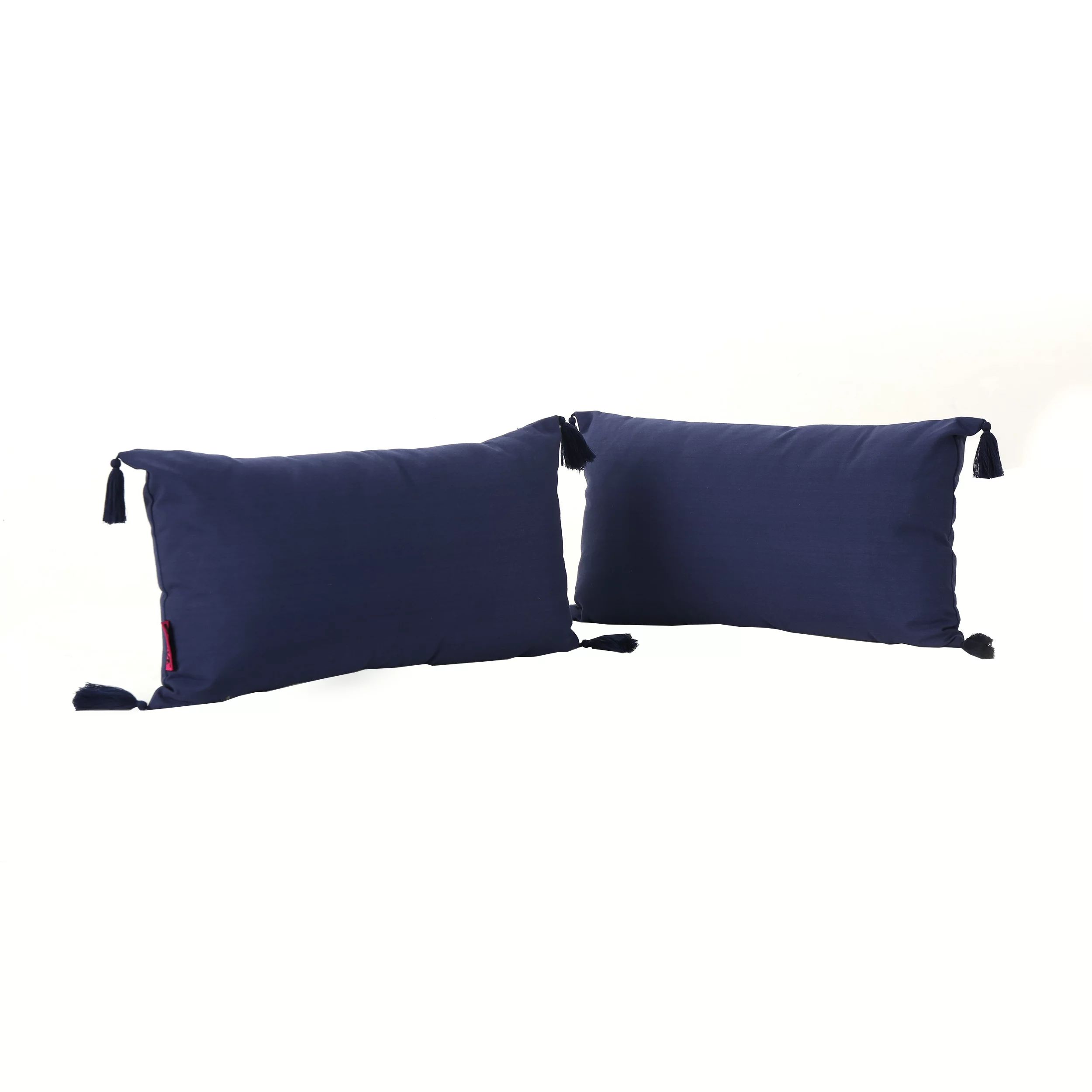 Noble Fabric Tassel Rectangular Throw Pillow, Set of 2, Dark Blue - Walmart.com | Walmart (US)