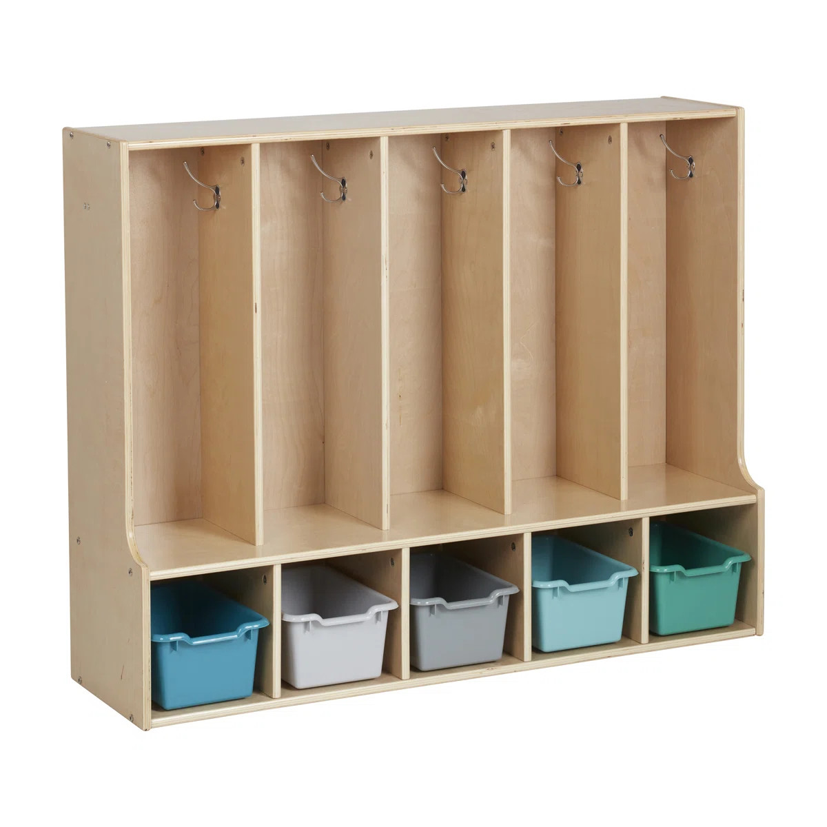 ECR4Kids Streamline 5-Section Toddler Coat Locker with Bench and Bins, Kids Furniture | Wayfair North America