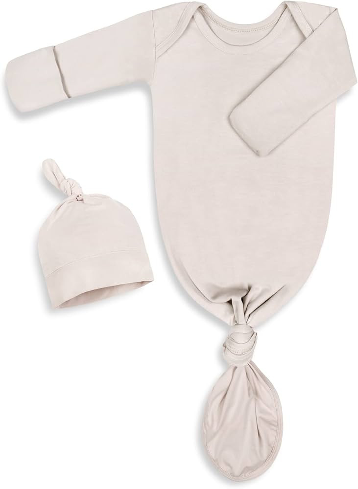 Newborn Knotted Baby Gown 0-6 Months, Super Soft Breathable Nightgowns for Babies Girl and Boy, B... | Amazon (US)