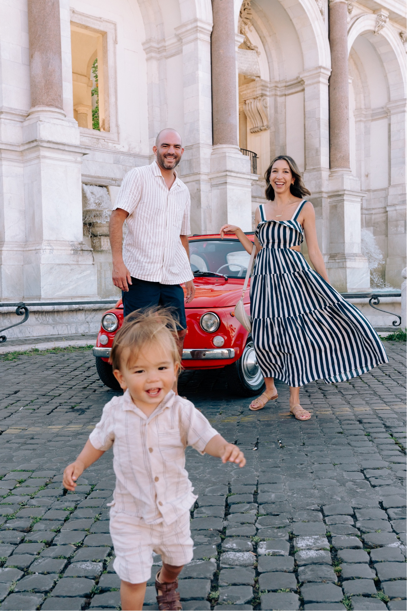 Family outfits for vacation in Italy. Blue striped dress is under $100. Wearing XS and fits true to size. Men’s from H&M and baby from Carter’s - all on sale now!

#LTKBaby #LTKSaleAlert #LTKMens