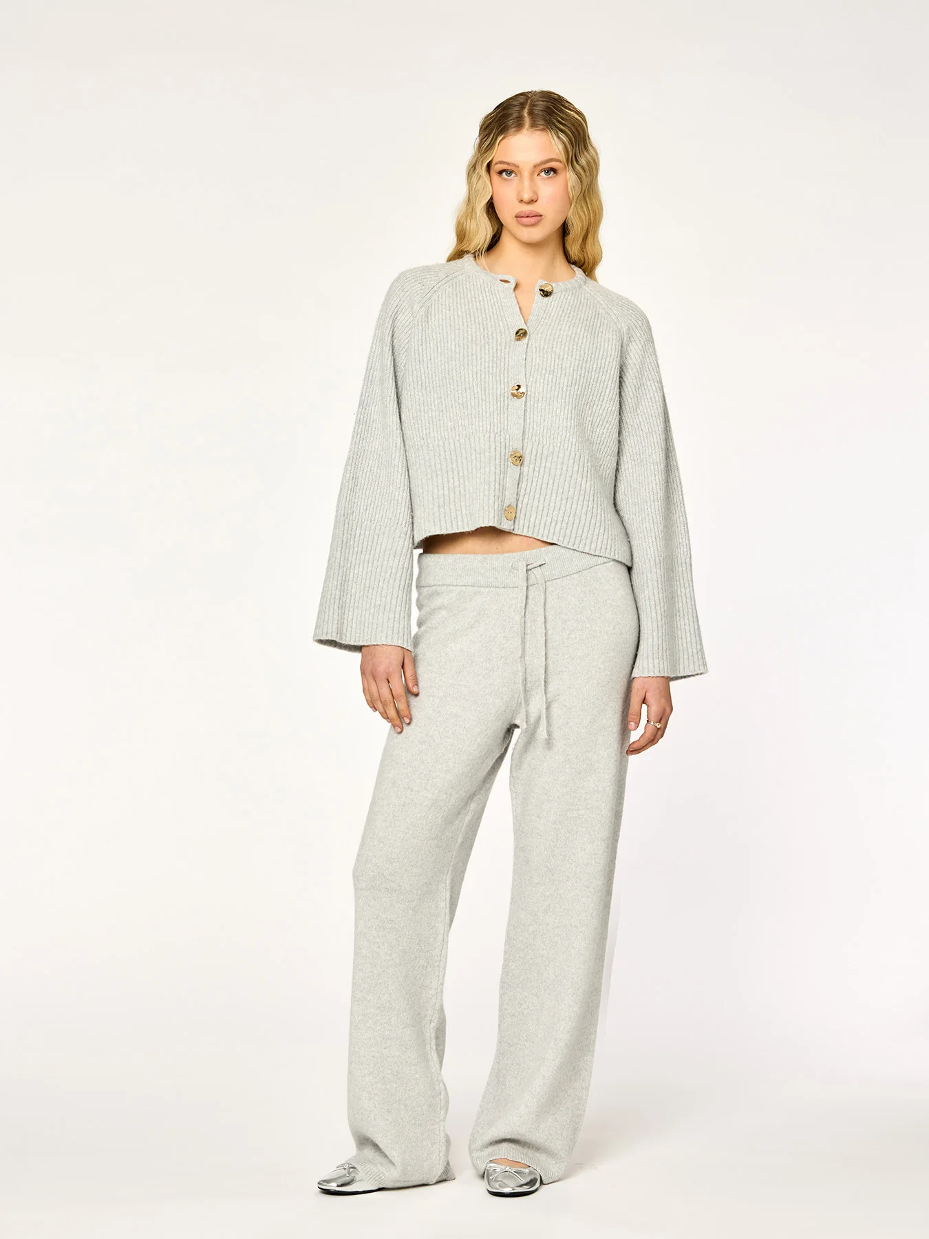 HEATHER - Knit Pants • Light Grey | Ninety-9