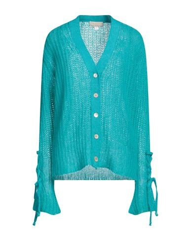 120% Lino Woman Cardigan Turquoise Size S Cashmere, Mohair wool, Wool, Polyamide | YOOX (US)