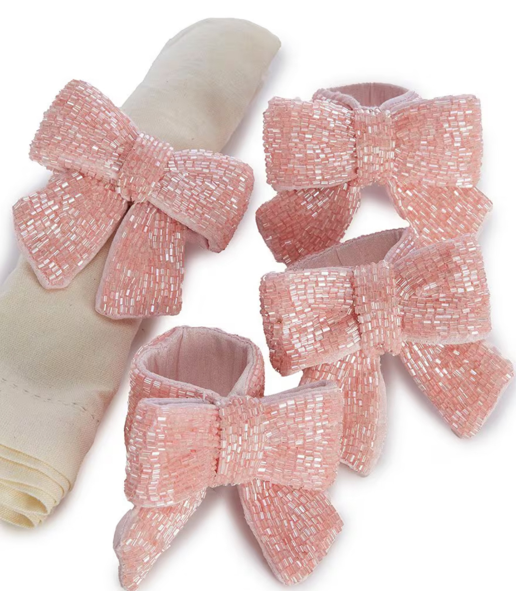 Pink bow napkin rings to dress up your table with 🎀

Table settings 
Napkin holder 
Linens 

#LTKHoliday #LTKHome #LTKParties