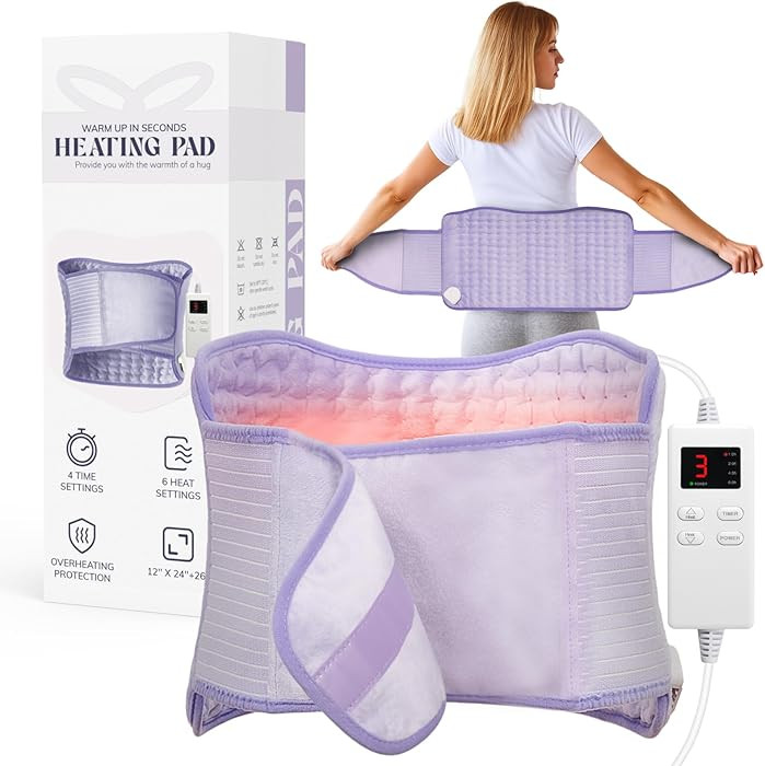 Heating Pad for Period Cramps, Upgraded Wrap Heating Pad for Back Pain Relief, Large 12''x 24''He... | Amazon (US)