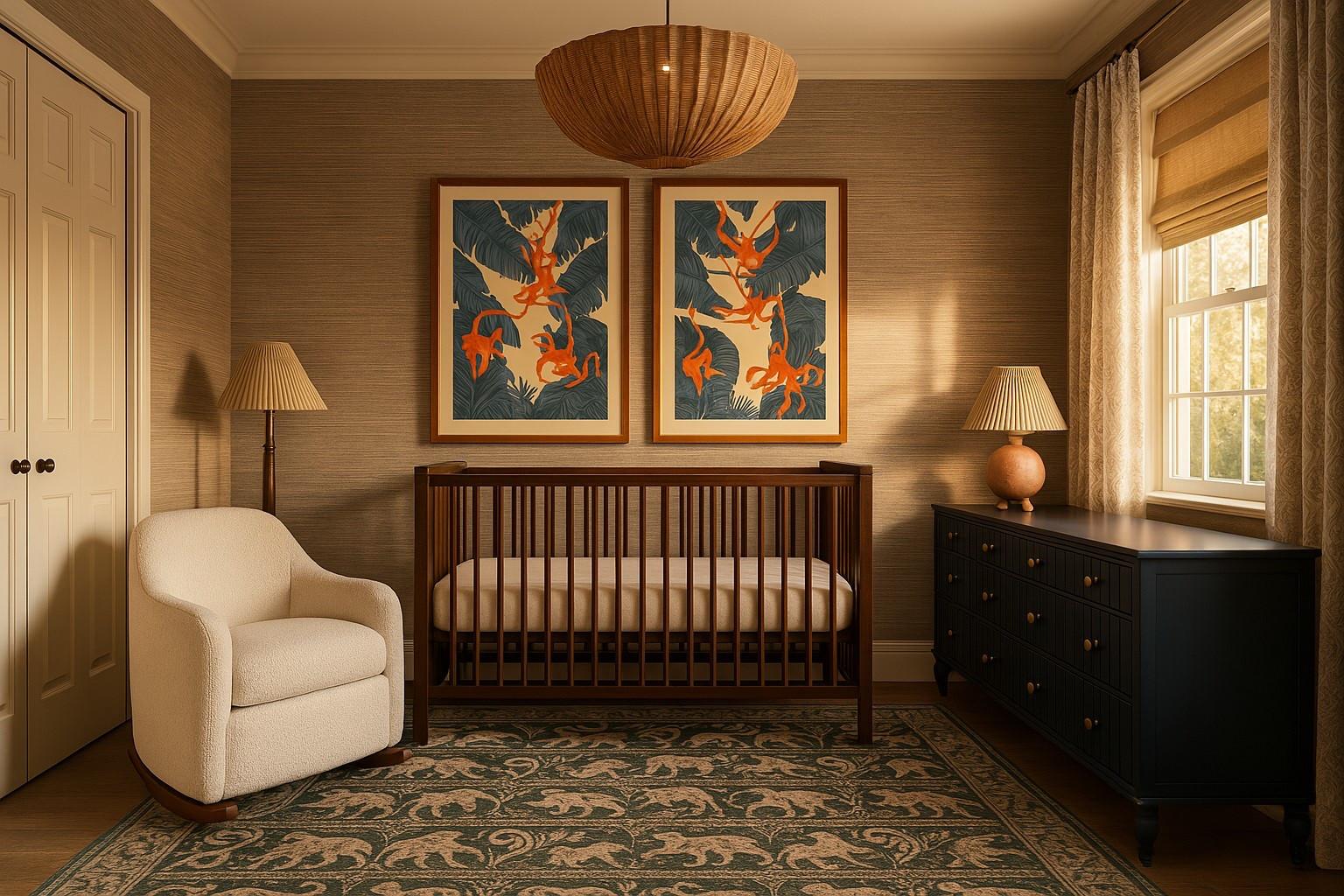 White-Lotus inspired vintage tropical nursery  