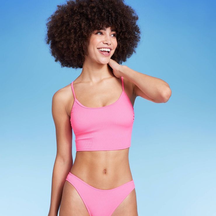 Women's Ribbed Longline Bralette Bikini Top - Wild Fable™ | Target