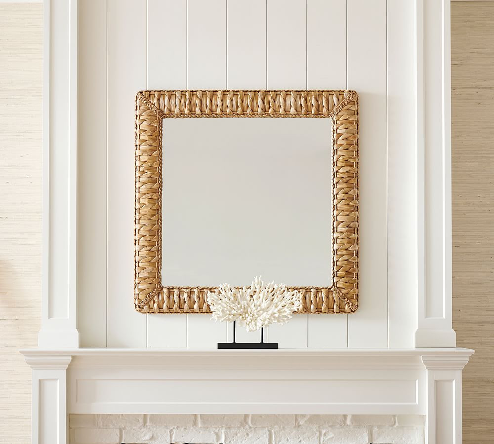 Mallorca Handwoven Seagrass 40" Square Wall Mirror | Pottery Barn (US)