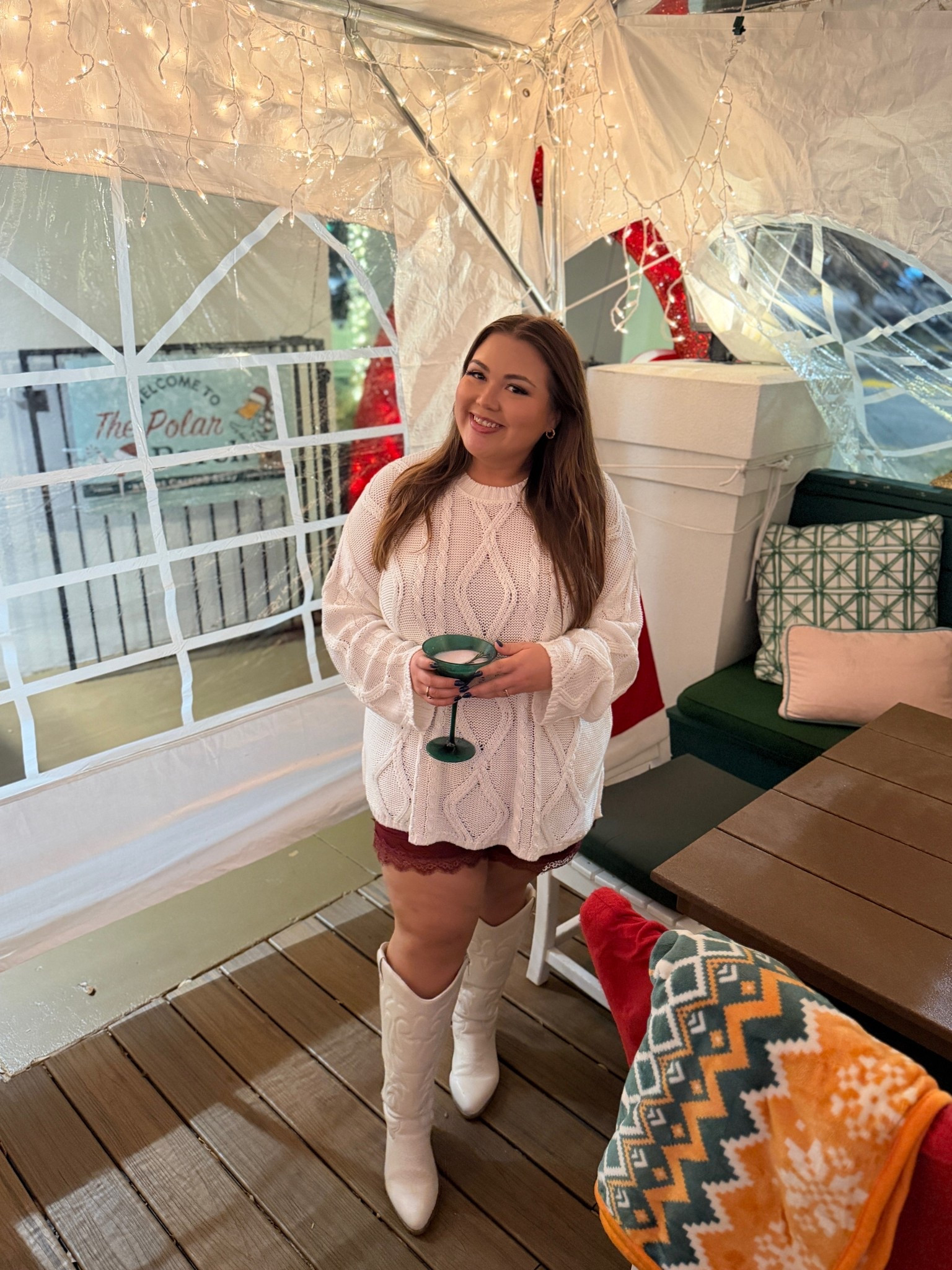 festive holiday look! wearing the sweater in an xxl to be oversized