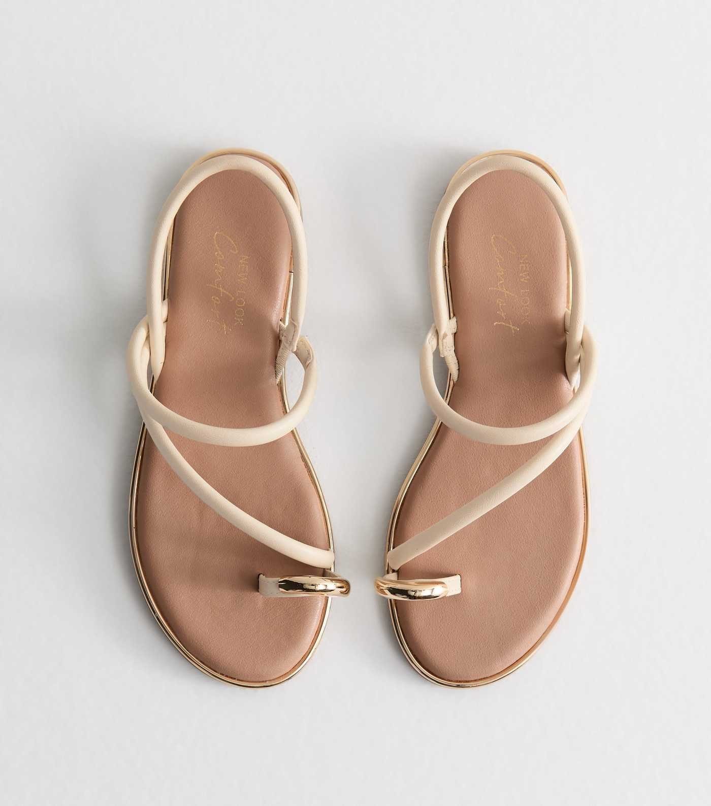 Cream Faux Leather Toe Post Sandals | New Look | New Look (UK)
