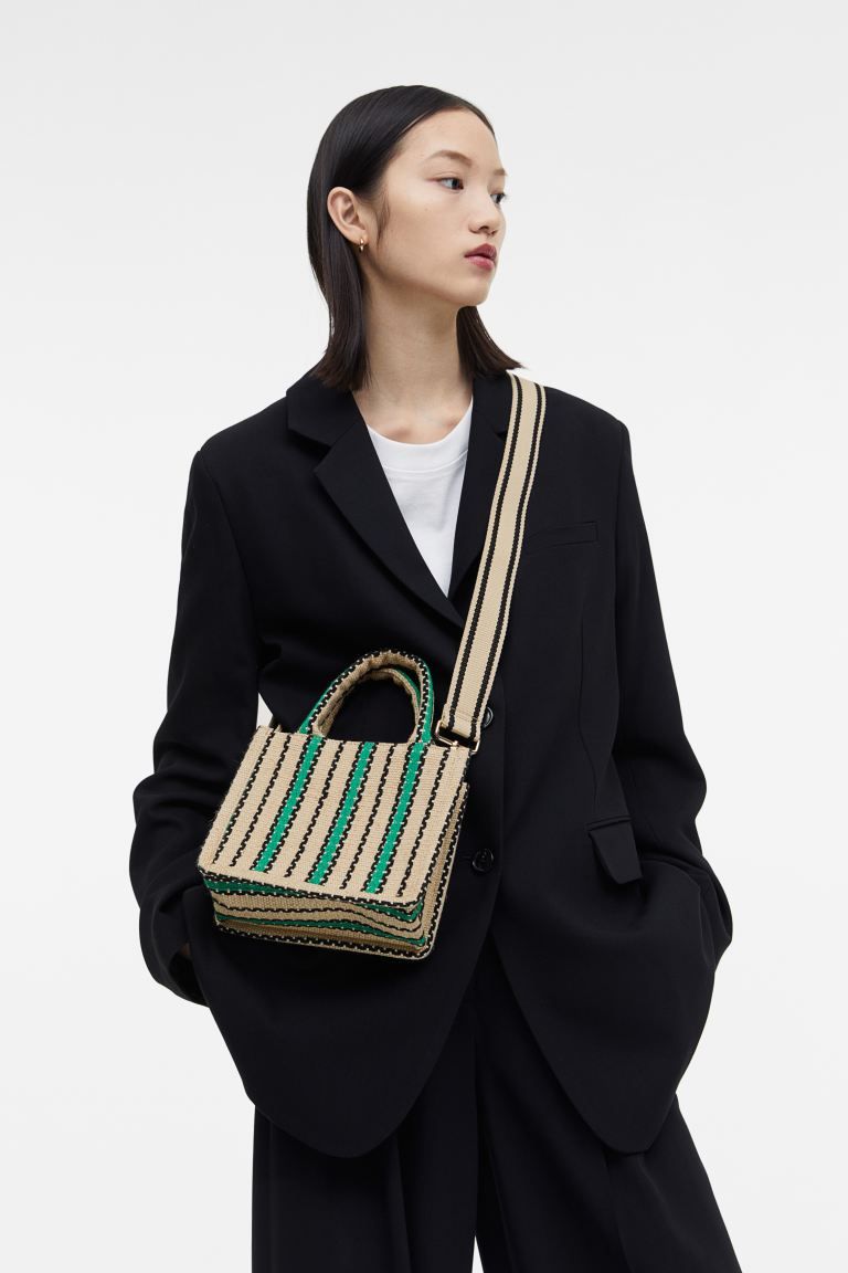 Jute-blend Mini Shopper - Green/striped - Ladies | H&M US | H&M (US + CA)