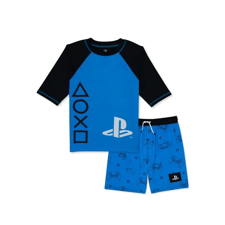 Playstation Boys Short Sleeve Rash Guard and Trunks Swim Set, 2-Piece, Sizes 4-16 | Walmart (US)