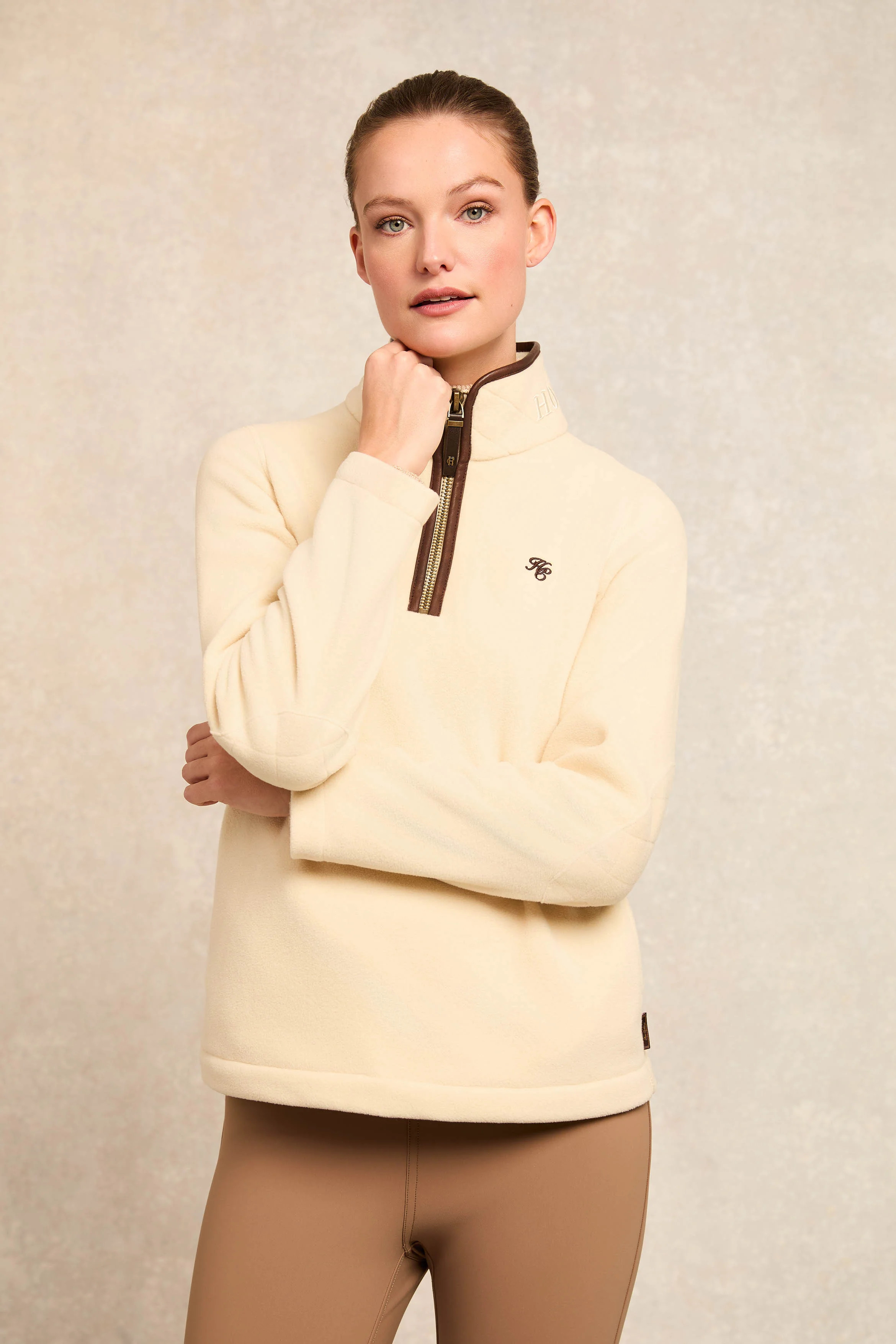 Country Fleece Quarter Zip (Cream) | Holland Cooper