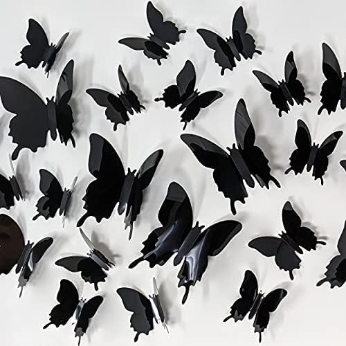 DecalMasters 24 Pcs 3D Butterfly Wall Stickers, 3 Sizes Wall Decals Room Wall Decoration | Amazon (US)