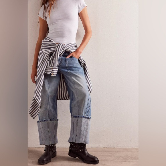 We The Free Olsen Cuffed Crop Barrel Jeans in Daily Driver | Poshmark