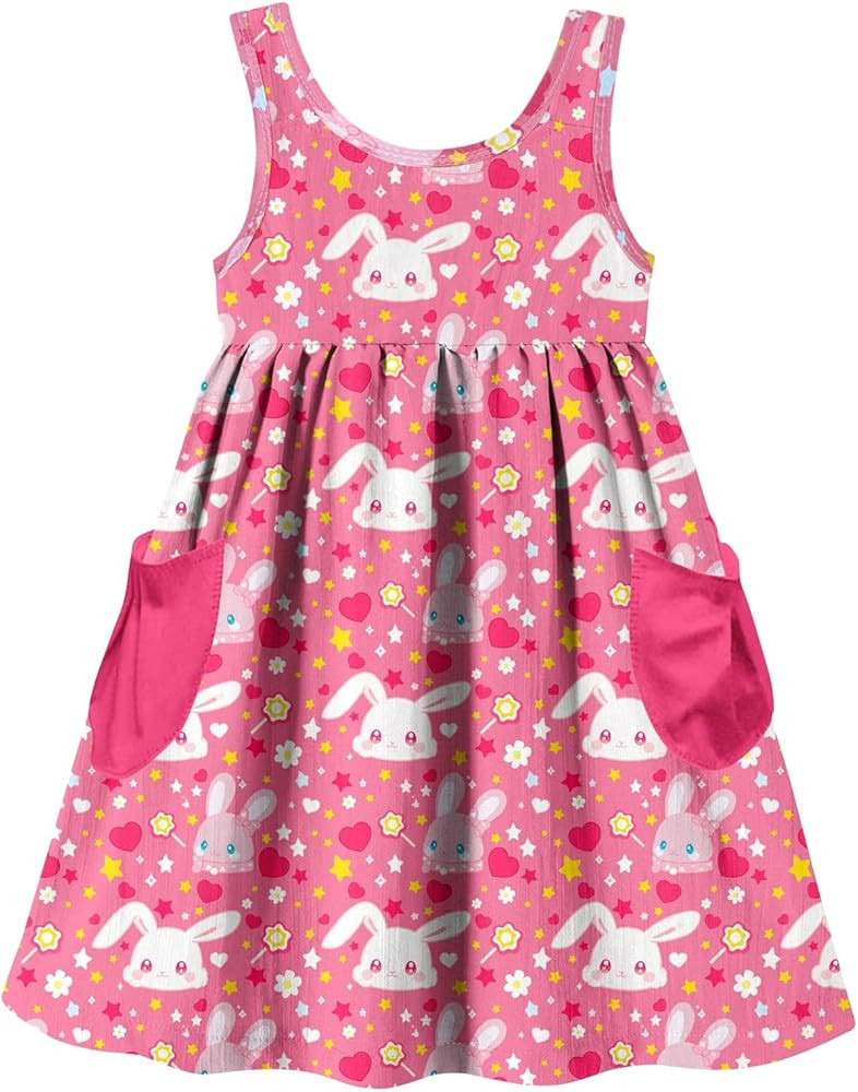 Vieille Little Girls Sleeveless Dress Cute Summer Sundress with Pocket 2-7 Years | Amazon (US)