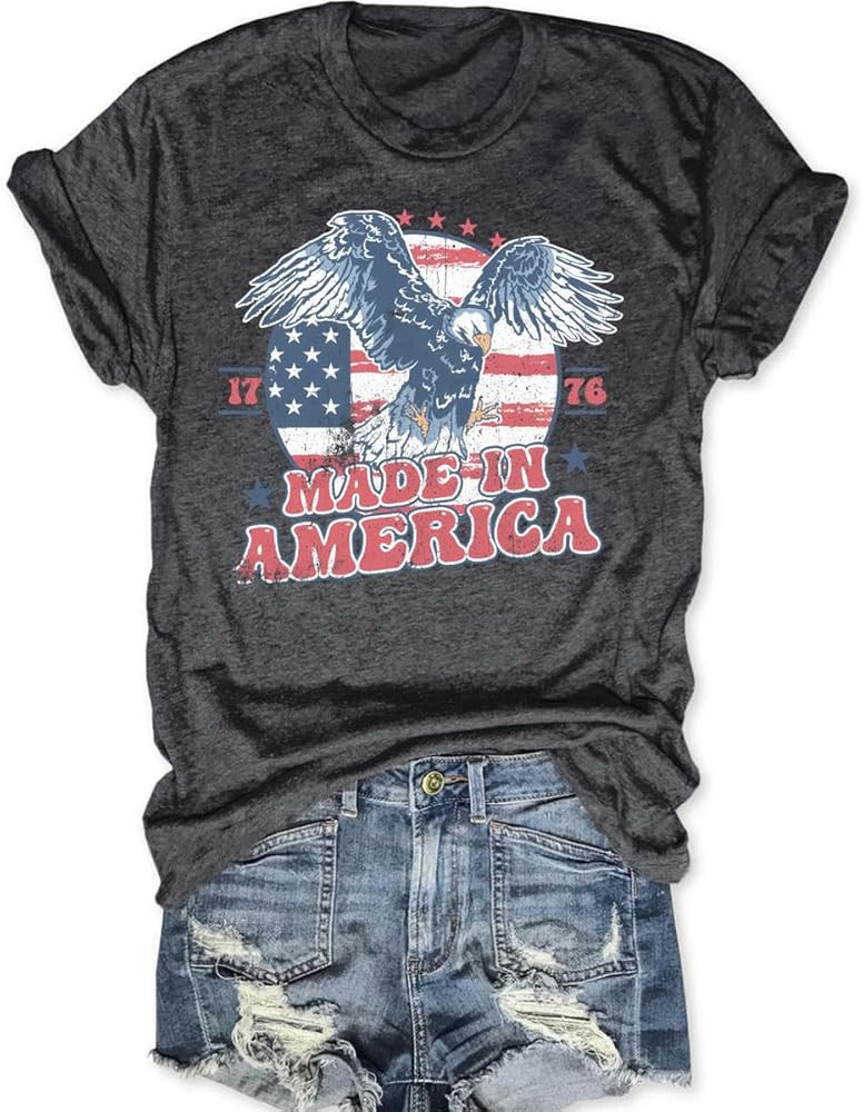 Women Vintage Eagle 4th of July Shirt Casual 1776 USA Tshirt Independence Day Retro Graphic Tees | Amazon (US)