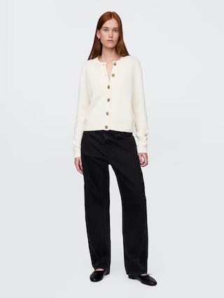 100% Cotton Crewneck Cardigan | Gap (US)