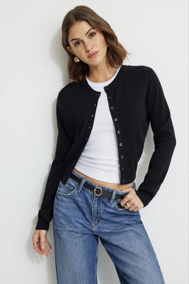 Rebecca Crewneck Cardigan | Dynamite Clothing