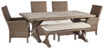 Beachcroft Outdoor Dining Table and 4 Chairs and Bench | Ashley Homestore