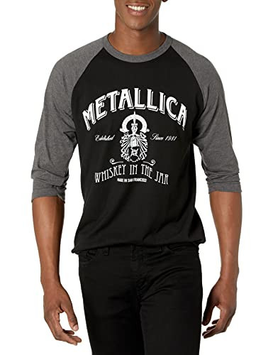Metallica unisex adult Official Metallica Whisky in the Jar Raglan T Shirt, Black/Grey, XX-Large US | Amazon (US)
