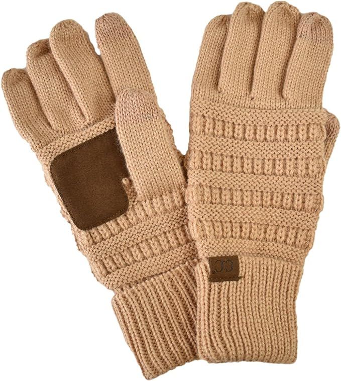 C.C Unisex Cable Knit Winter Warm Anti-Slip Touchscreen Texting Gloves | Amazon (US)