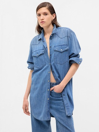 100% Organic Cotton Western Denim Tunic with Washwell | Gap (US)